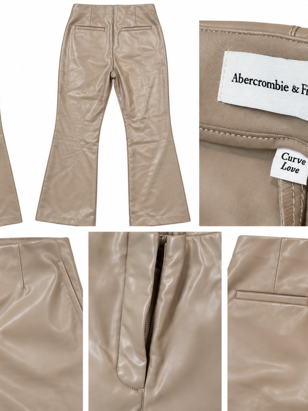 Abercrombie & Fitch Curve Love Vegan Leather Flare Pants – Size 32/14